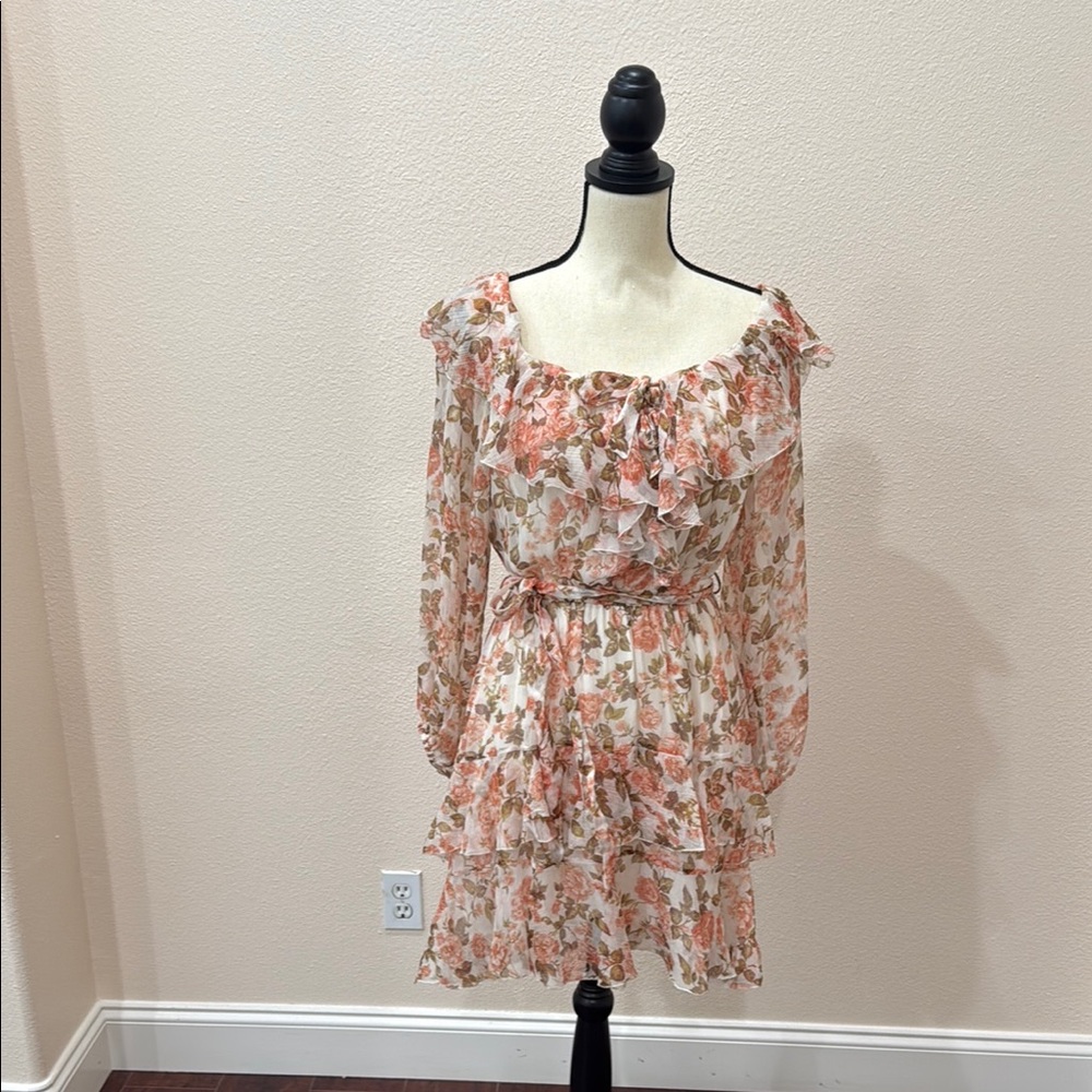 Zimmermann Pink and White Ruched Long Sleeve Dress